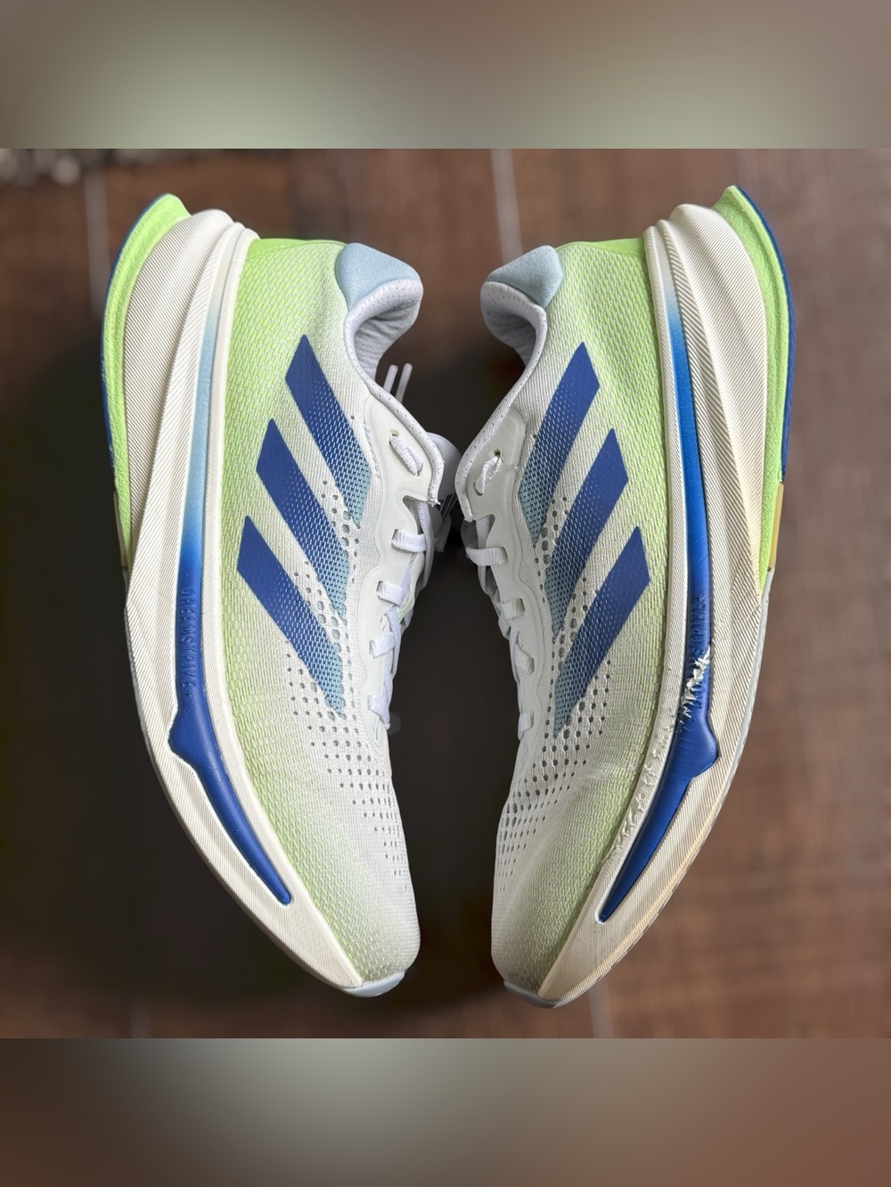 ADIDAS Supernova Rise Lightweight Running Sneakers - White, Blue & Lime - Picture 3 of 14